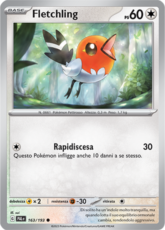 Fletchling 163/193 - ITA - Near Mint - Scarlatto e Violetto - Evoluzioni a Paldea - Carta Pokemon