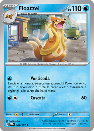 Floatzel 049/197 Reverse Holo - ITA - Near Mint - Scarlatto e Violetto - Ossidiana Infuocata - Carta Pokemon