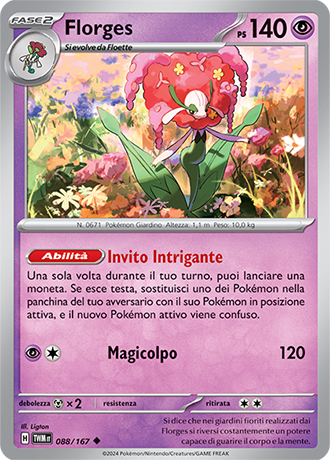 Florges 088/167 Reverse Holo Non Comune - ITA - Near Mint - Scarlatto e Violetto - Crepuscolo Mascherato - Carta Pokemon