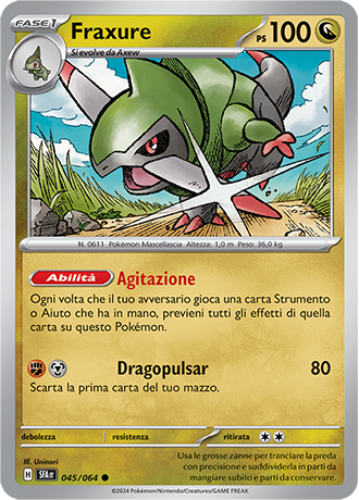 Fraxure 045/064 Comune - ITA - Near Mint - Scarlatto e Violetto - Segreto Fiabesco - Carta Pokemon