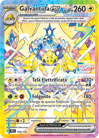 Galvantula-ex 168/142 Alternative Art - ITA - Near Mint - Scarlatto e Violetto - Corona Astrale - Carta Pokemon