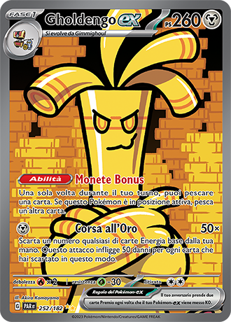 Gholdengo-ex 252/182 Alternative Art - ITA - Near Mint - Scarlatto e Violetto - Paradosso Temporale - Carta Pokemon