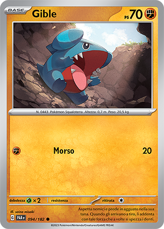 Gible 094/182 - ITA - Near Mint - Scarlatto e Violetto - Paradosso Temporale - Carta Pokemon