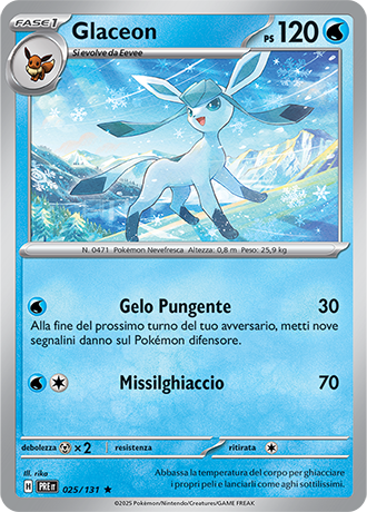 Glaceon 025/131 Holo - ITA - Near Mint - Scarlatto e Violetto - Evoluzioni Prismatiche - Carta Pokemon