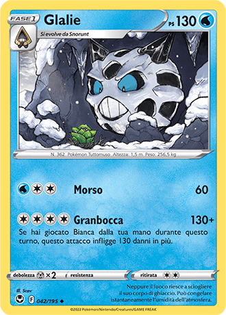 Glalie 042/195 - ITA - Near Mint - Spada e Scudo - Tempesta Argentata - Carta Pokemon