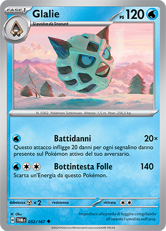 Glalie 052/167 Non Comune - ITA - Near Mint - Scarlatto e Violetto - Crepuscolo Mascherato - Carta Pokemon