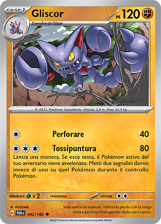 Gliscor 092/182 - ITA - Near Mint - Scarlatto e Violetto - Paradosso Temporale - Carta Pokemon