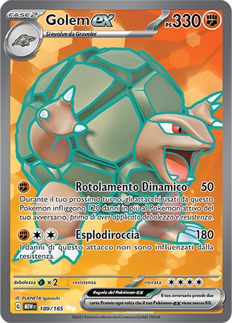 Golem EX 189/165 Full Art - ITA - Near Mint - Scarlatto e Violetto - 151 - Carta Pokemon