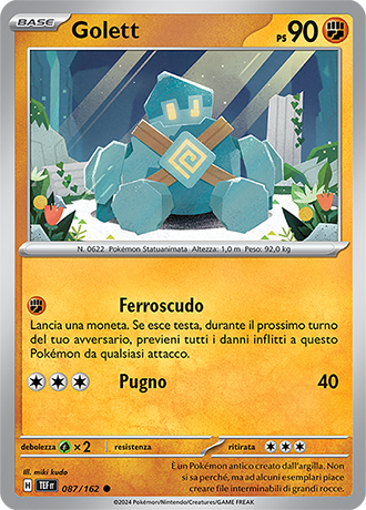 Golett 087/162 - ITA - Near Mint - Scarlatto e Violetto - CronoForze - Carta Pokemon