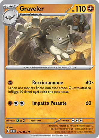 Graveler 075/165 - ITA - Near Mint - Scarlatto e Violetto - 151 - Carta Pokemon