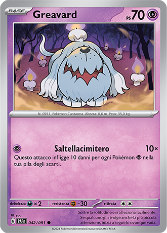 Greavard 042/091 - ITA - Near Mint - Scarlatto e Violetto - Destino di Paldea - Carta Pokemon