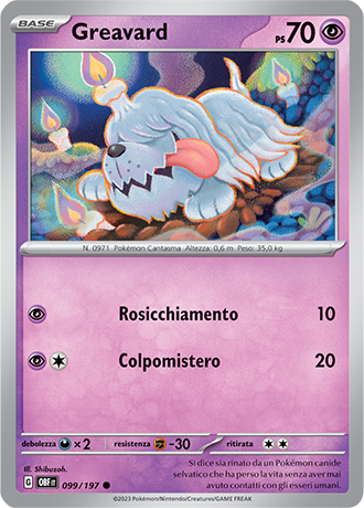 Greavard 099/197 - ITA - Near Mint - Scarlatto e Violetto - Ossidiana Infuocata - Carta Pokemon