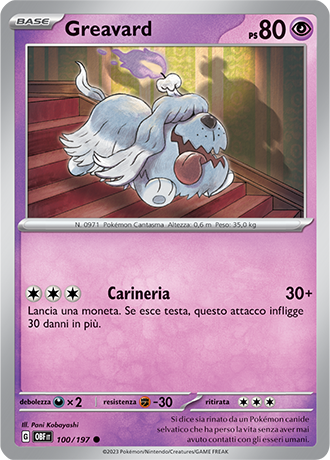 Greavard 100/197 - ITA - Near Mint - Scarlatto e Violetto - Ossidiana Infuocata - Carta Pokemon