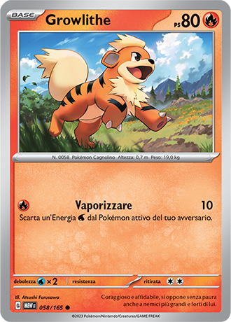 Growlithe 058/165 - ITA - Near Mint - Scarlatto e Violetto - 151 - Carta Pokemon