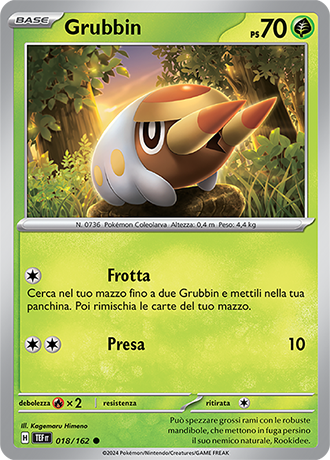 Grubbin 018/162 - ITA - Near Mint - Scarlatto e Violetto - CronoForze - Carta Pokemon