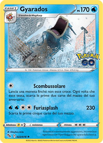 Gyarados 022/078 Reverse Holo - ITA - Near Mint - Spada e Scudo - Pokemon GO - Carta Pokemon