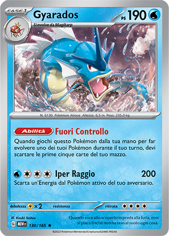 Gyarados 130/165 Reverse Holo - ITA - Near Mint - Scarlatto e Violetto - 151 - Carta Pokemon