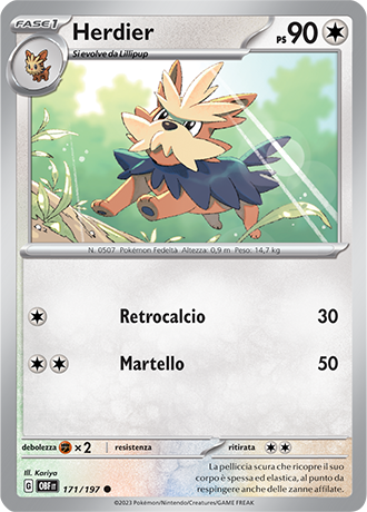 Herdier 171/197 - ITA - Near Mint - Scarlatto e Violetto - Ossidiana Infuocata - Carta Pokemon