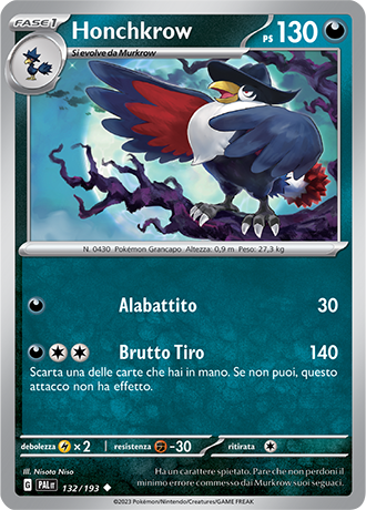 Honchkrow 132/193 - ITA - Near Mint - Scarlatto e Violetto - Evoluzioni a Paldea - Carta Pokemon