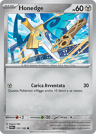 Honedge 131/182 - ITA - Near Mint - Scarlatto e Violetto - Paradosso Temporale - Carta Pokemon