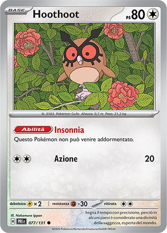 Hoothoot 077/131 Reverse Holo Masterball - ITA - Near Mint - Scarlatto e Violetto - Evoluzioni Prismatiche - Carta Pokemon