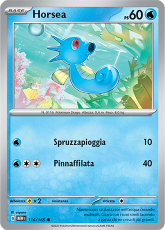 Horsea 116/165 - ITA - Near Mint - Scarlatto e Violetto - 151 - Carta Pokemon