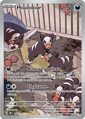 Houndour 204/197 Illustrazione Rara - ITA - Near Mint - Scarlatto e Violetto - Ossidiana Infuocata - Carta Pokemon