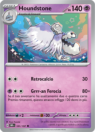 Houndstone 101/197 - ITA - Near Mint - Scarlatto e Violetto - Ossidiana Infuocata - Carta Pokemon