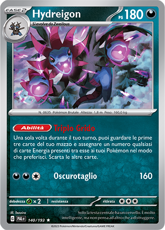 Hydreigon 140/193 Holo - ITA - Near Mint - Scarlatto e Violetto - Evoluzioni a Paldea - Carta Pokemon