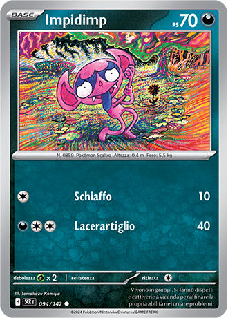 Impidimp 094/142 Reverse Holo - ITA - Near Mint - Scarlatto e Violetto - Corona Astrale - Carta Pokemon