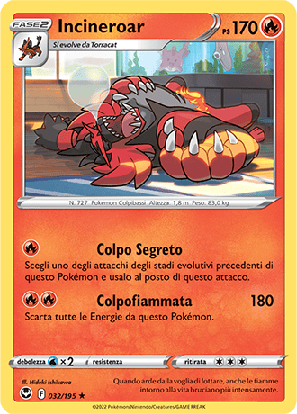 Incineroar 032/195 - ITA - Near Mint - Spada e Scudo - Tempesta Argentata - Carta Pokemon