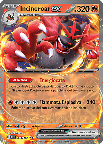 Incineroar-ex 034/162 - ITA - Near Mint - Scarlatto e Violetto - CronoForze - Carta Pokemon