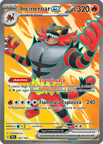 Incineroar-ex 187/162 Full Art - ITA - Near Mint - Scarlatto e Violetto - CronoForze - Carta Pokemon