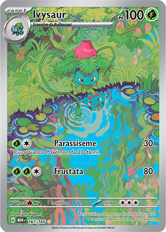 Ivysaur 167/165 Illustrazione Rara - ITA - Near Mint - Scarlatto e Violetto - 151 - Carta Pokemon