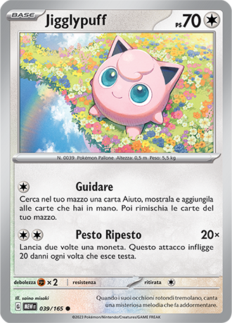 Jygglypuff 039/165 - ITA - Near Mint - Scarlatto e Violetto - 151 - Carta Pokemon