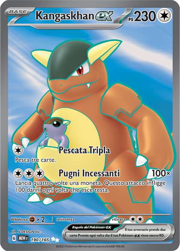 Kangaskhan EX 190/165 Full Art - ITA - Near Mint - Scarlatto e Violetto - 151 - Carta Pokemon