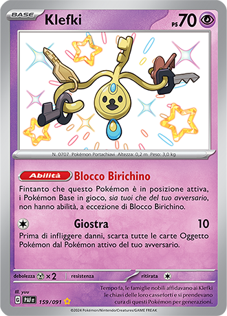 Klefki Shiny 159/091 - ITA - Near Mint - Scarlatto e Violetto - Destino di Paldea - Carta Pokemon