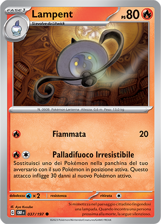 Lampent 037/197 - ITA - Near Mint - Scarlatto e Violetto - Ossidiana Infuocata - Carta Pokemon