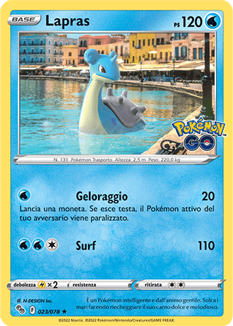 Lapras 023/078 Holo - ITA - Near Mint - Spada e Scudo - Pokemon GO - Carta Pokemon