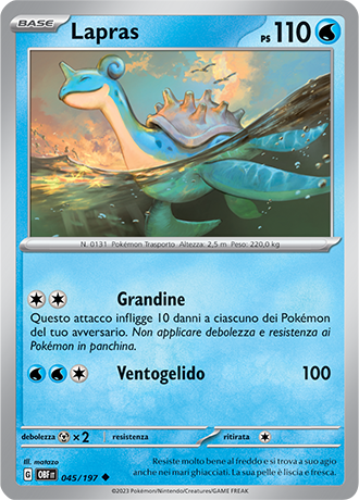 Lapras 045/197 - ITA - Near Mint - Scarlatto e Violetto - Ossidiana Infuocata - Carta Pokemon