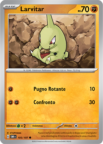 Larvitar 105/197 - ITA - Near Mint - Scarlatto e Violetto - Ossidiana Infuocata - Carta Pokemon