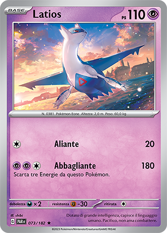 Latios 073/182 Holo - ITA - Near Mint - Scarlatto e Violetto - Paradosso Temporale - Carta Pokemon