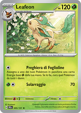 Leafeon 005/131 Reverse Holo Pokéball - ITA - Near Mint - Scarlatto e Violetto - Evoluzioni Prismatiche - Carta Pokemon