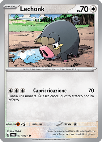 Lechonk 071/091 - ITA - Near Mint - Scarlatto e Violetto - Destino di Paldea - Carta Pokemon