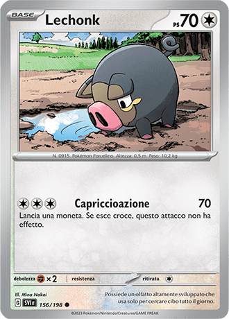 Lechonk 156/198 - ITA - Near Mint - Scarlatto e Violetto - Carta Pokemon