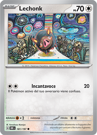 Lechonk 181/197 Reverse Holo - ITA - Near Mint - Scarlatto e Violetto - Ossidiana Infuocata - Carta Pokemon