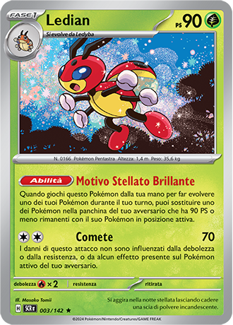 Ledian 003/142 Holo - ITA - Near Mint - Scarlatto e Violetto - Corona Astrale - Carta Pokemon