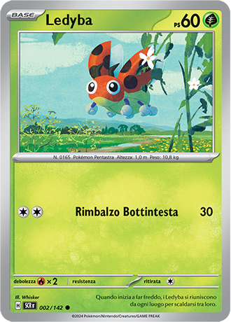 Ledyba 002/142 - ITA - Near Mint - Scarlatto e Violetto - Corona Astrale - Carta Pokemon