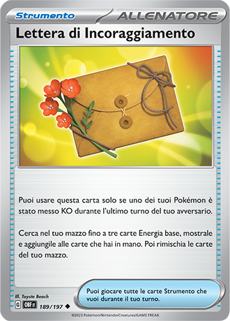 Lettera di Incoraggiamento 189/197 - ITA - Near Mint - Scarlatto e Violetto - Ossidiana Infuocata - Carta Pokemon