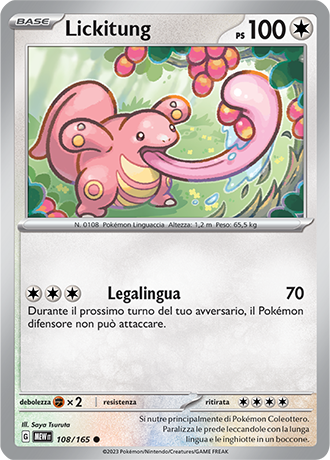 Lickitung 108/165 - ITA - Near Mint - Scarlatto e Violetto - 151 - Carta Pokemon